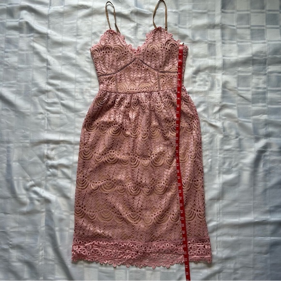 Current Air (Anthropologie) Pink Lace Overlay Midi Dress - Picture 8 of 16